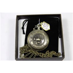 BRONZE POCKET WATCH FIRE FIGHTER FACE