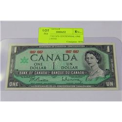 UNC 1967 NO S/N CENTENNIAL ONE DOLLAR NOTE