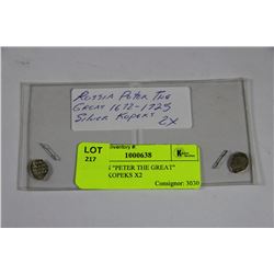 RUSSIAN "PETER THE GREAT" SILVER KOPEKS X2