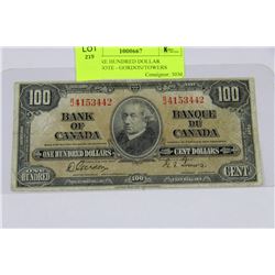 1937 ONE HUNDRED DOLLAR BANKNOTE - GORDON/TOWERS