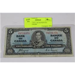 1937 FIVE DOLLAR BANKNOTE - COYNE/TOWERS