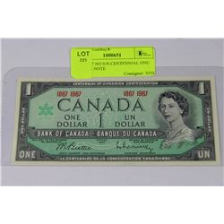 UNC 1967 NO S/N CENTENNIAL ONE DOLLAR NOTE