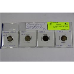 QUEEN VICTORIA SILVER NICKELS 1880-81-82-83 X4