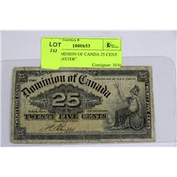 1900 DOMINION OF CANADA 25 CENT "SHINPLASTER"