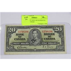 1937 TWENTY DOLLAR BANKNOTE - GORDON/TOWERS