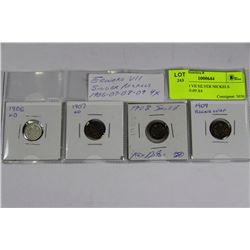 EDWARD VII SILVER NICKELS 1906-07-08-09 X4