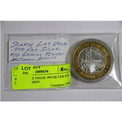 SCARCE LAS VEGAS .999 SILVER $10 GAMING TOKEN