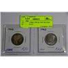 Image 1 : UNC WWII ERA 1942 & 1943 SILVER QUARTERS X2