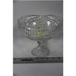 LARGE STEMMED CRYSTAL ROSE BOWL