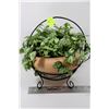 Image 1 : WROUGHT IRON PLANT STAND W/ ARTIFICIAL PLANT