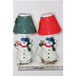 PAIR OF CHRISTMAS SNOWMAN LAMPS