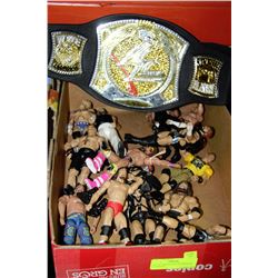 FLAT W/ WRESTLING FIGURINES & CHAMPION
