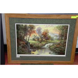 "MOUNTAIN RETREAT" BY THOMAS KINKADE PRINT