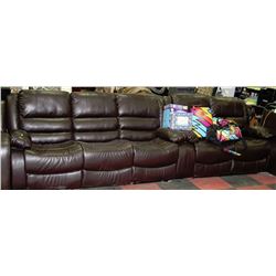 NEW BROWN LEATHERETTE RECLINING SOFA AND LOVE SEAT