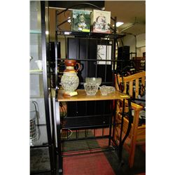 METAL AND WOOD BAKERS RACK