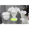Image 1 : 3 HOBNAIL MILKGLASS VASES
