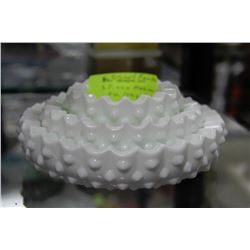 SIGNED FENTON 3 PC HOBNAIL MILKGLASS ASHTRAY