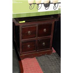 4 DRAWER WOODEN SIDE TABLE - 18"H