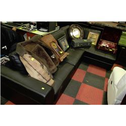 NEW BLACK LEATHERETTE L-SHAPED SECTIONAL