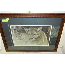 1994 ROBERT BATEMAN COUGAR PRINT FRAMED & MATTED