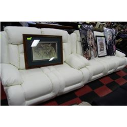 NEW WHITE PERFORATED LEATHER RECLINING SOFA