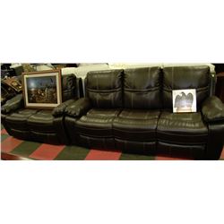 NEW BROWN LEATHER RECLINING SOFA AND LOVE SEAT