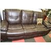 Image 2 : NEW BROWN LEATHER RECLINING SOFA AND LOVE SEAT