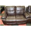 Image 3 : NEW BROWN LEATHER RECLINING SOFA AND LOVE SEAT