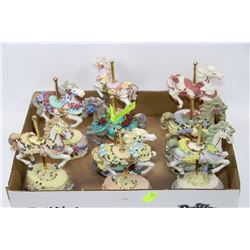 SET OF 8 DECORATIVE HORSE CAROUSEL FIGURINES