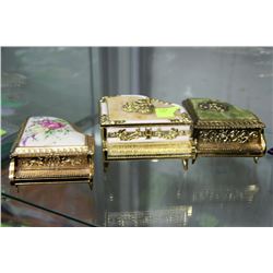 3 ASSORTED MUSIC BOX PIANOS, 2 WITH NATURAL STONE