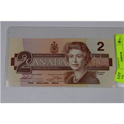 CANADIAN 1986 "ROBIN" 2 DOLLAR NOTE