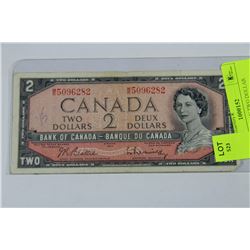 1954 CANADIAN TWO DOLLAR BANKNOTE