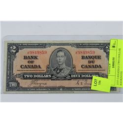 1937 CANADIAN TWO DOLLAR BANKNOTE