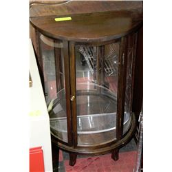 WOOD AND GLASS CURVED MINI DISPLAY CABINET
