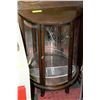 Image 1 : WOOD AND GLASS CURVED MINI DISPLAY CABINET
