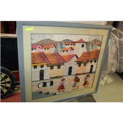 LARGE ESTATE FRAMED WOOL PICTURE
