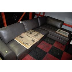 NEW GREY LEATHERETTE L-SHAPED SECTIONAL