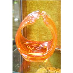 ORANGE ART GLASS DISH