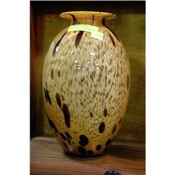 LARGE BROWN ART GLASS VASE