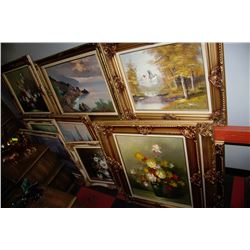 LARGE ESTATE GOLD FRAMED CANVAS PICTURE