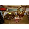Image 1 : CARNIVAL GLASS BOWL SOLD WITH ART GLASS DISH AND