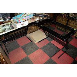 GLASSTOP CORNER DESK W/KEYBOARD DRAWER