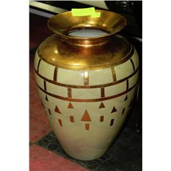 CONTEMPORARY IVORY W/ GOLD LEAF FINISH VASE