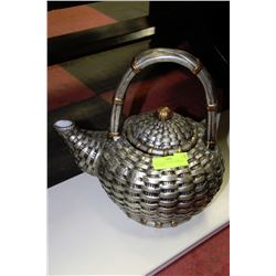 DECORATION TEA POT W/ SILVER LEAF FINISH