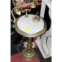 VINTAGE BRASS AND GRANITE TELEPHONE STAND