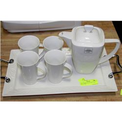 6-PC PORCELAIN TEA SET:  TEA POT, 4 CUPS