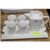 Image 1 : 6-PC PORCELAIN TEA SET:  TEA POT, 4 CUPS