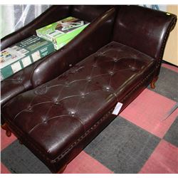 NEW BROWN LEATHERETTE STORAGE CHAISE LOUNGE