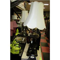 PAIR OF ESTATE METAL WOOD AND GLASS LAMPS