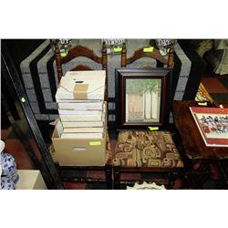 PAIR OF VINTAGE WOOD & FABRIC CHAIRS